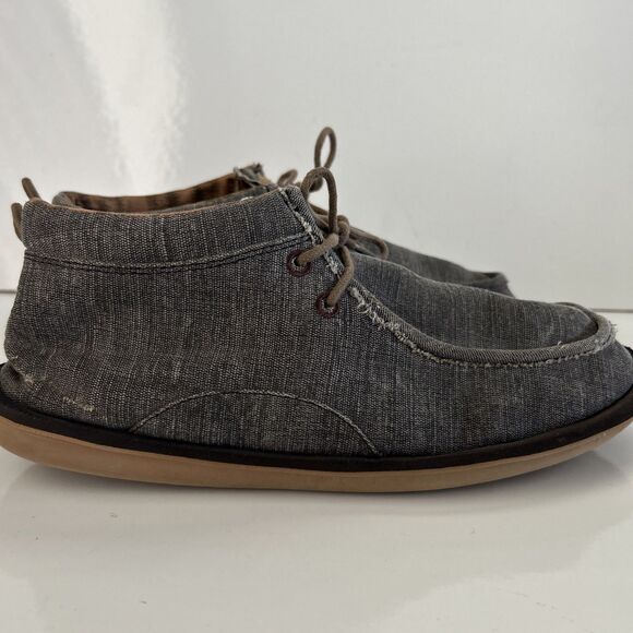 Sanuk Walla Chukka Shoes Charcoal Gray Lace Up Ankle Boots Men\'s 12 Surfer